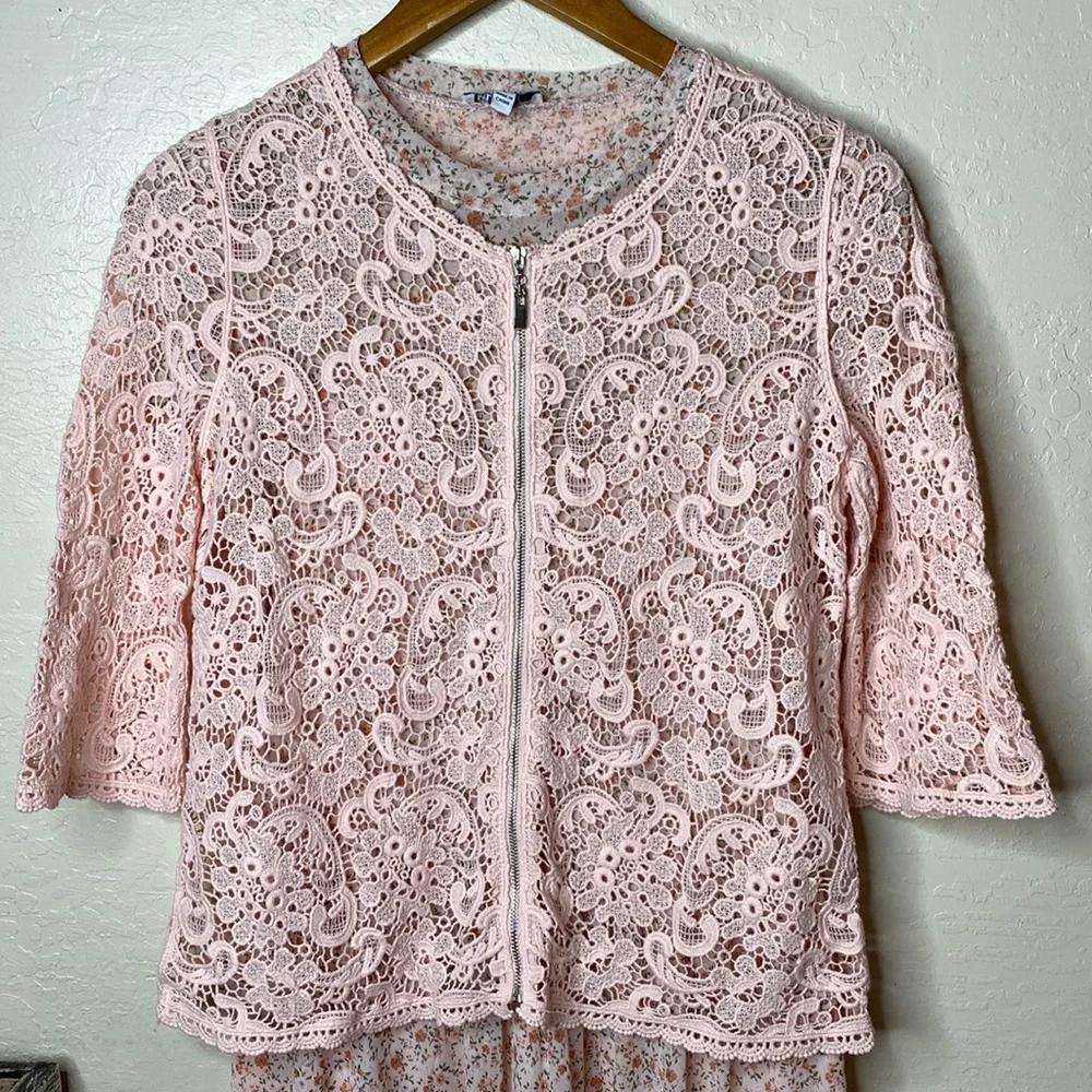 Pink lace zip dress jacket - Picture 1 of 2